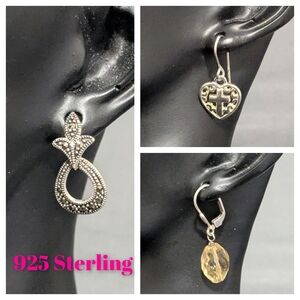 Three Of 925 Sterling Silver Earrings Lot